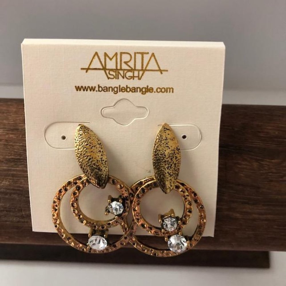 AMRITA SINGH LEORA ANTIQUE GOLD EARRINGS NWT